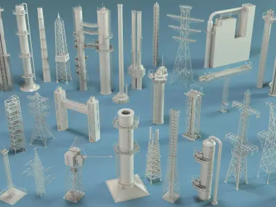 Industrial Units Collection 3 - 33 pieces 3D model