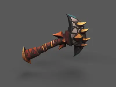 Aetherspike Battleaxe Free low-poly 3D model