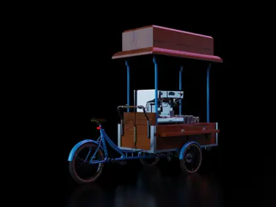 Bike coffee shop Low-poly 3D model