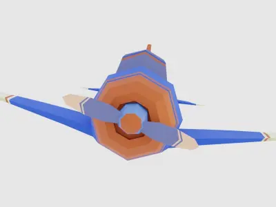 Low poly Airplane toy with propellers Low-poly 3D model