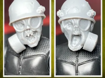 Toxic Zombie Heads 3D printable files for action figures 3D print model purchase