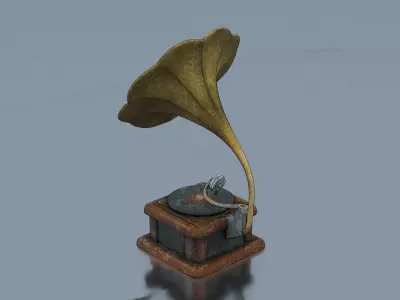Vintage Phonograph Low-poly 3D model