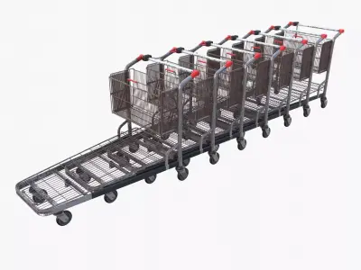 Shopping cart weathered stack v2 3D model