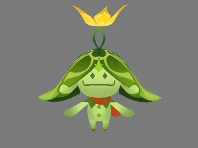 Cartoon Grass Elf Low-poly 3D model