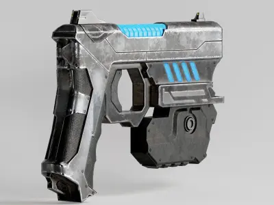 Sci-fi futuristic automatic plasmagun pistol  da1 Free low-poly 3D model
