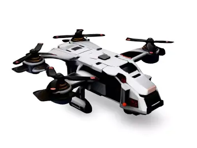 Futuristic Quadcopter Drone Transport Low-poly 3D model