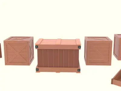 Low Poly Cartoon Crates Low-poly 3D model