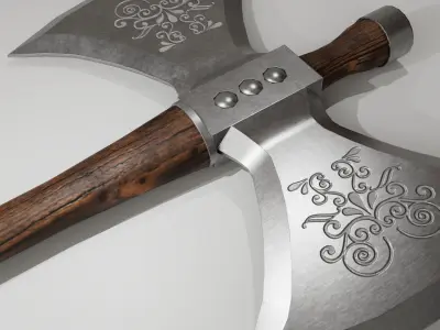 Medieval Battle Axe Low-poly 3D model shop