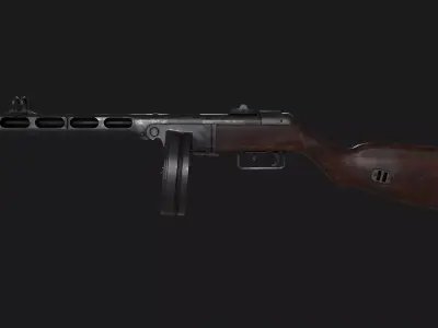 PPSH-41 Submachine Gun Low-poly 3D model