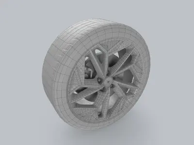 Car Wheel Game Ready Low-poly 3D model
