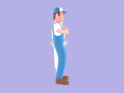 Stylized 3D Mechanic Character - Cartoon Spark Plug Thumbs Up 3D model