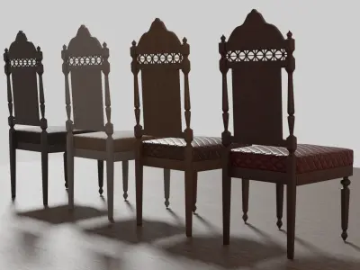 Vintage Wooden Dining Chair  3D model