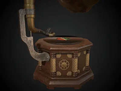 Antique Gramophone Player Low-poly 3D model