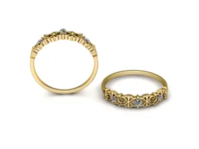 Primary Vintage Filigree Scalloped Eternity Band 3D print model