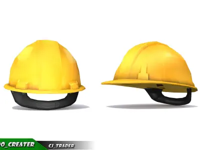 Worker Helmet Yellow Safety Helmet Lowpoly 3d model Low-poly 3D model