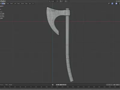 Viking Battle axe Low-poly 3D model 2