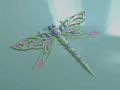 Antique brooch dragonfly with jewels 3D model