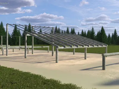 Inclined Training Obstacle Worn 3D model
