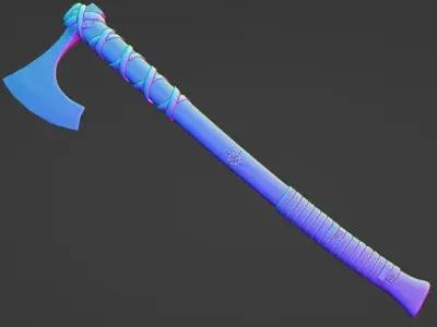 Viking bearded battle axe Low-poly 3D model