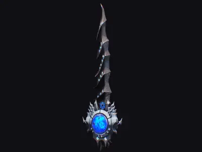 Sword Magical Cutting Fantasy Melee Dagger Iron Blade Saber Moon Low-poly 3D model