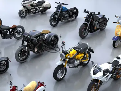 HighDetail Motorcycle Model Pack 3D model