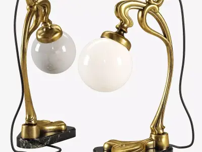 Vintage Gilt Bronze Art Nouveau Desk Lamp 3D model