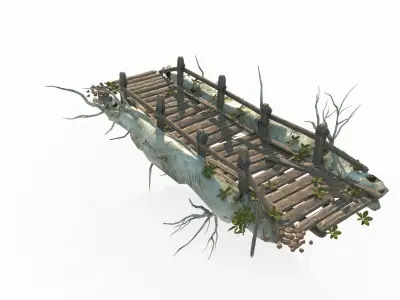 Jungle wooden bridge 3D model