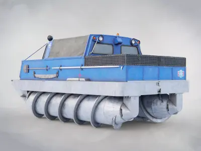 Zil 29061 Soviet all-terrain rescue auger vehicle Game-ready Low-poly 3D model
