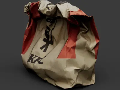 crumpled paperbag fastfood trash pt2 photogrammetry Low-poly 3D model
