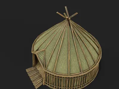 Bamboo Shelter 2 Low-poly 3D model