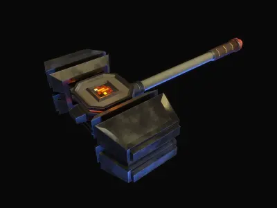 Glowing hammer Low-poly 3D model