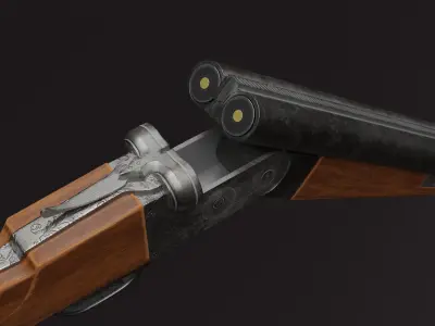 Double Barrel Shotgun Low poly Gun gameprop Low-poly 3D model