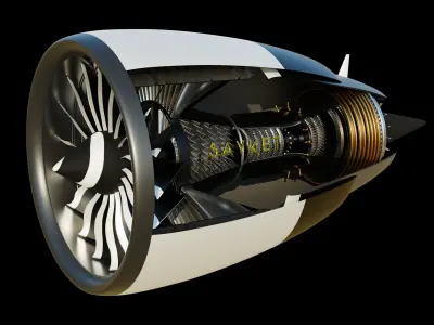 High Poly Airplane Jet Engine 3D model 3D model