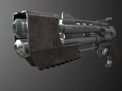 Steampunk model of a revolver Low-poly 3D model