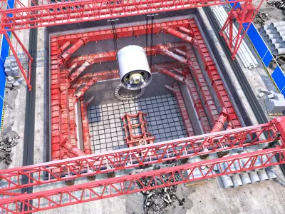 Subway tunnel excavation construction site 3D model