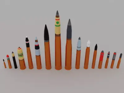 Bullets pack 1 Low-Poly Triangulated Textured Low-poly 3D model