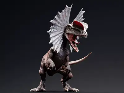 Dinosaur Dilophosaurus Low-poly 3D model