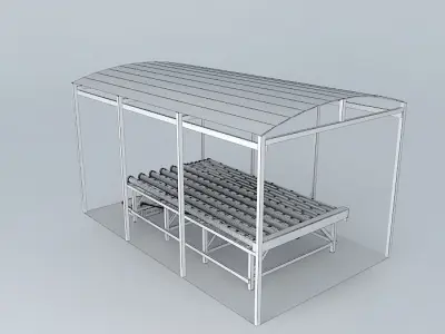 Hydroponics bench with PVC pipes 3D model