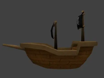 Low poly Pirate Ship Cartoon Low-poly 3D model