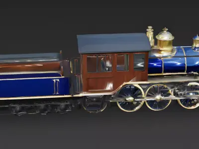 Realistic Classic Steam Locomotive 3D Model Low-poly 3D model