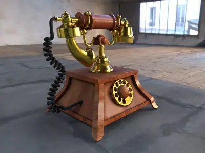 Vintage Rotary Telephone  Low-poly 3D model