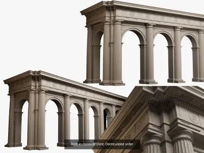 Denticulated Doric order  Vignola full collection 3D Model Pack