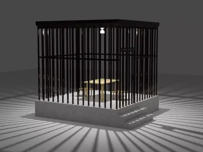 Prison cage with table 3D model