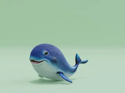 Baby Whale Cute Low-poly 3D model