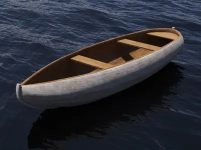 Boat 3D model wooden Low-poly 3D model