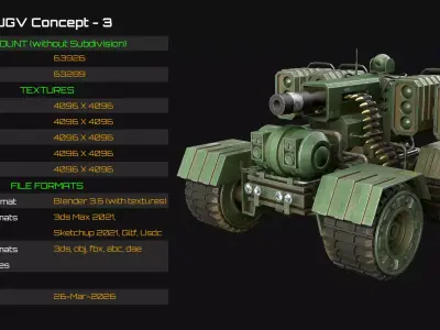 UGV Concept-3-Green-Dirty Low-poly 3D model