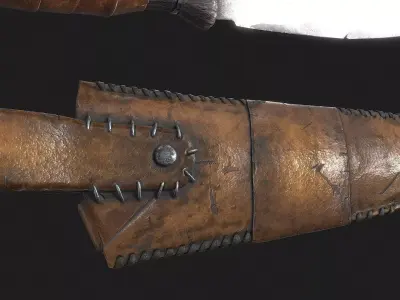 Knife in a Leather Sheath Low-poly 3D model