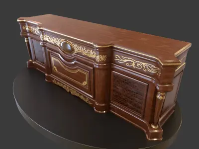 Vintage Big Commode Low-poly 3D model