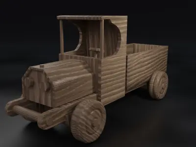 Wooden Toy Car Free 3D model