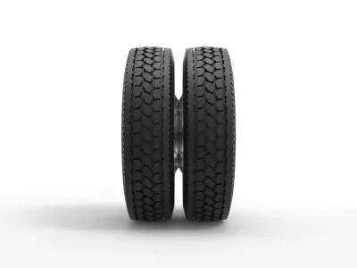 Rear custom wheel of semi truck Version 6 Scale 1 to 25 3D print model